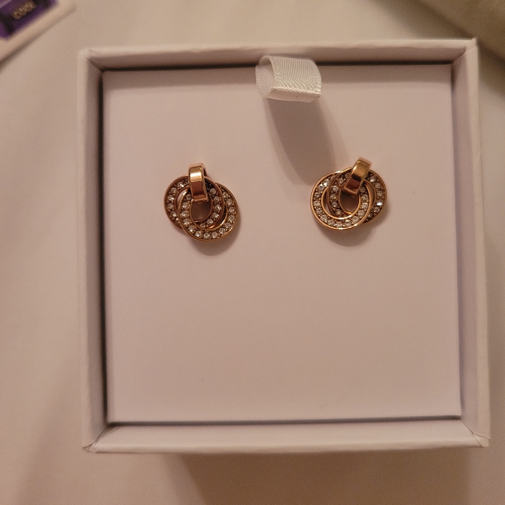 NWT Gold MK Pave Earrings - Picture 1 of 1
